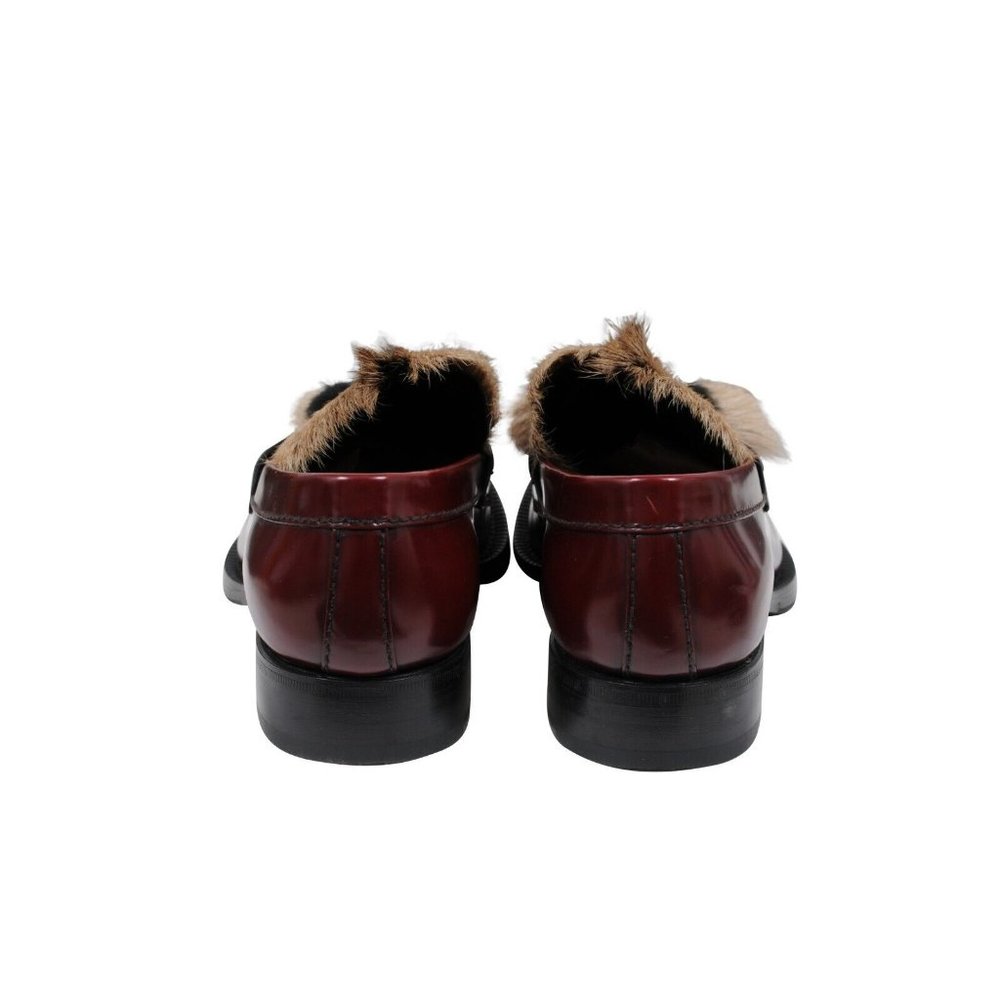 Prada Mens Goat Fur Tassel Loafers Size US 8.5 UK 7.5 Burgundy Red Leather Shoes - Picture 6 of 10